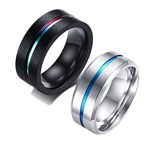 Bague en titane 2PCS fantaisie KnSam bicolore pour duo