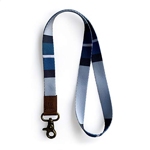 Lanyard Keychain - Lanyard for Keys for Women, Men, Teacher Lanyard - Keychain Lanyard with Vibrant Color, Durable Metal Key Lanyard Clip (Blue Stripe)