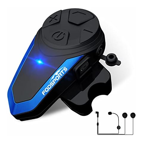 Fodsports Motorcycle Intercom Systems BT-S3 Motorbike Helmet Bluetooth Headset FM Radio Waterproof Intercom Headset for Helmet, Intercom Speaker With New Type C Socket (1 Packs of Hard Headphone) Cover