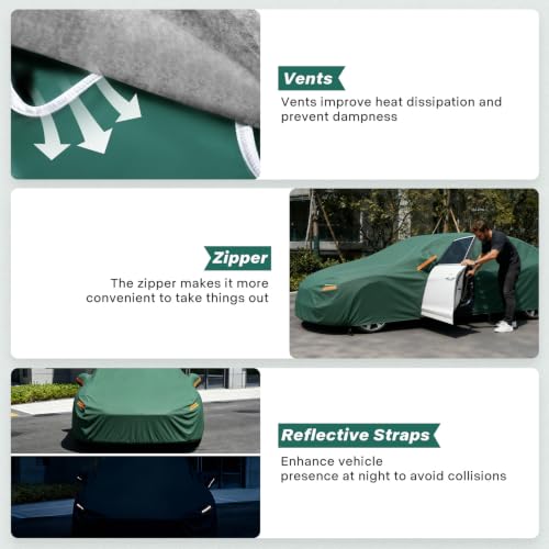 GUNHYI Car Cover Custom Fit for Honda Accord (1990-2026) Waterproof All Weather, 16 Layers Heavy Duty Full Exterior Cover with Vents, Zipper Door & Towel, Summer Sun/UV/Rain/Dust Protection. by GUNHYI - Used condition - Image 4