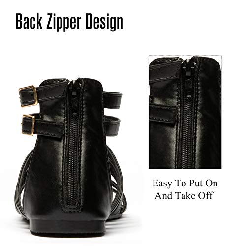 katliu Women's Gladiator Sandal Strappy Flat Sandals Two Ankle Buckle3