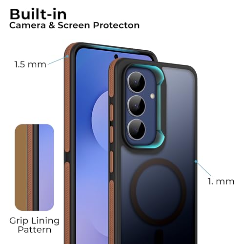 Image of A rtistque Compatible with Mag-Safe Frosted Ultra Matte Back Cover Case for Samsung Galaxy S25 FE 5G | Smooth Sides Grip | Protective Design | Raised Camera Edges | Samsung S25 Fe Back Cover - Brown