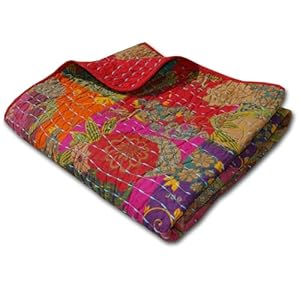 Greenlandhomejewel100cottonkanthaquiltedthrowblanket50x60inchesred  Urban Country Home Decor Greenland home jewel 100 cotton kantha quilted throw blanket 50 x 60 inches red  urban country home decor