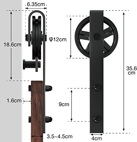 WINSOON 200cm Schiebetür Komplettset Schwarz Schiebetür Schiene Schiebetürbeschlag Set Schwerlast Schiebetürsystem für 1 Holztür(Ohne Tür)
