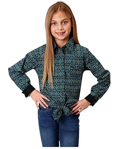 GIRLS LONG SLEEVE SNAP DIAMOND AZTEC PRINT WESTERN SHIRT