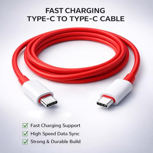 Image of Oneplus Original Warp Cable USB C to C (1.5M) Compatible with OnePlus 13 /13R /12R /11 /11R /10 /10R /9 /9R /8 /8T,7 /7T /4 /3 /2,CE4 /3 /2 /Lite /(Dash, Warp, SuperVooc)