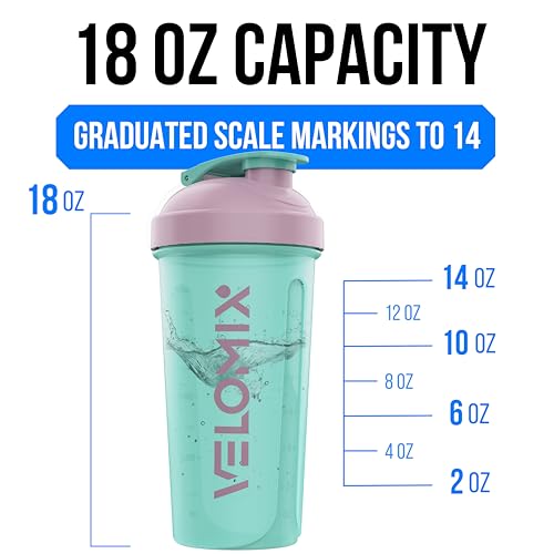 Image of VELOMIX 3 Pack 14 oz Protein Shaker Bottle for Mixes - 3 Wire Whisk Balls | Stackable Leak Proof Cups | Dishwasher Safe, BPA-Free (Mixed Colors)