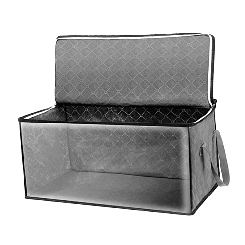 STOBAZA Foldable Clothes Storage Box Wardrobe Quilts Container Home Clothes Holder Storage Containers Clothes Closet Organizer Bins Handles Grey