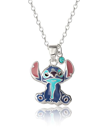 Disney Stitch Necklace for Women with Crystal Charm, 18
