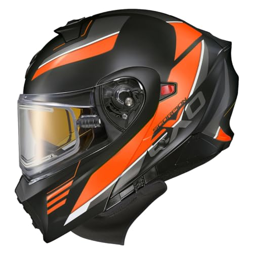 ScorpionEXO GT930 Cold Weather Adventure Snowmobile Modular Helmet Electric Shield with Breath Box and Bluetooth Ready Speaker Pockets Modulus (Orange - Large)