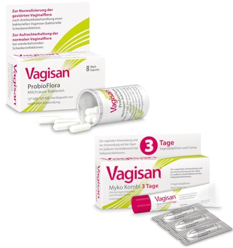 Vagisan Set zur Behandlung von Scheidenpilz - Vagisan Myko Kombi 3 Tage Therapie Kombination aus Vaginalzäpfchen &-creme und ProbioFlora Milchsäure-Bakterien Hartkapseln zur vaginalen Anwendung