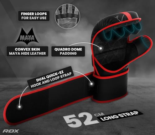 image for RDX MMA Gloves Sparring Grappling, Hybrid Open Palm Martial Arts Mitts