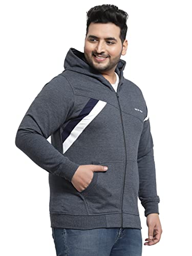 Image of Kalt Men Full Sleeves Zipper Fleece Striped Hoodie