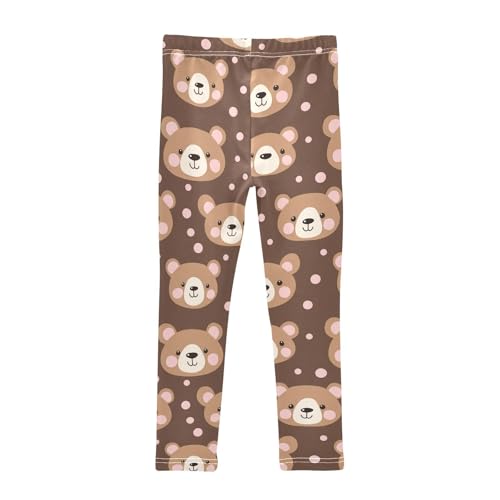 Wusikd Cute Bears Girls' Leggings Toddler Doodles Pink Polka Dots Kids Yoga Pants Dance Active Tights 4T2