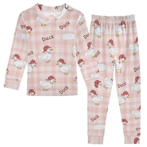 Pajama Sets Long Sleeve Duck Pattern with Hats Soft Comfy Sleepwear 2 Piece PJS 3-8T