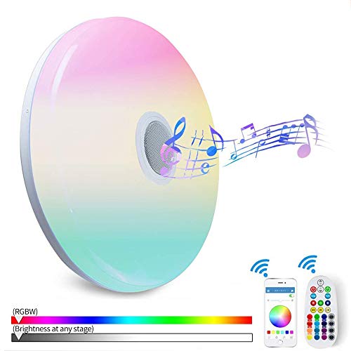24W Bluetooth LED Ceiling Lamp with Bluetooth Speaker 85V-265V Φ36cm RGBW APP Control Music Smart LED Ceiling Lights Dimmable Big Round Mount Lighting for Kitchen Bathroom Dining Room