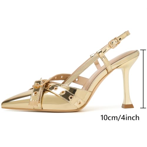 Image of Mostrin Kitten Heels for Women Pointed Closed Toe Heels Vintage Stiletto Dressy Pumps Shoes for Office Work Party