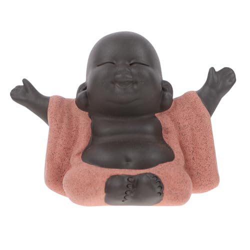 HEALLILY Estatua De Buda Maitreya Tallada a Mano Adorno De Cerámica para Ceremonia De Té Decoración del Hogar Oficina 3.54X2.67X2.36 Pulgadas