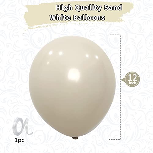 Image of White Sand Balloons 12inch, 62pcs Nude White Latex Balloons, Matte Off White Cream Beige Balloon for Party Decorations Supplies or Arch Decor, Helium Balloons for Birthday, Wedding, Baby Shower