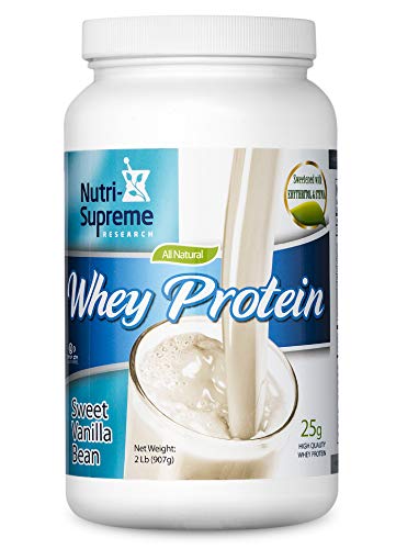 Nutri- Supreme Research Whey Protein Powder Dairy Cholov Yisroel Sweet Vanilla Bean Sweetened with Erythritol and Stevia - 2 Lb - 25 G