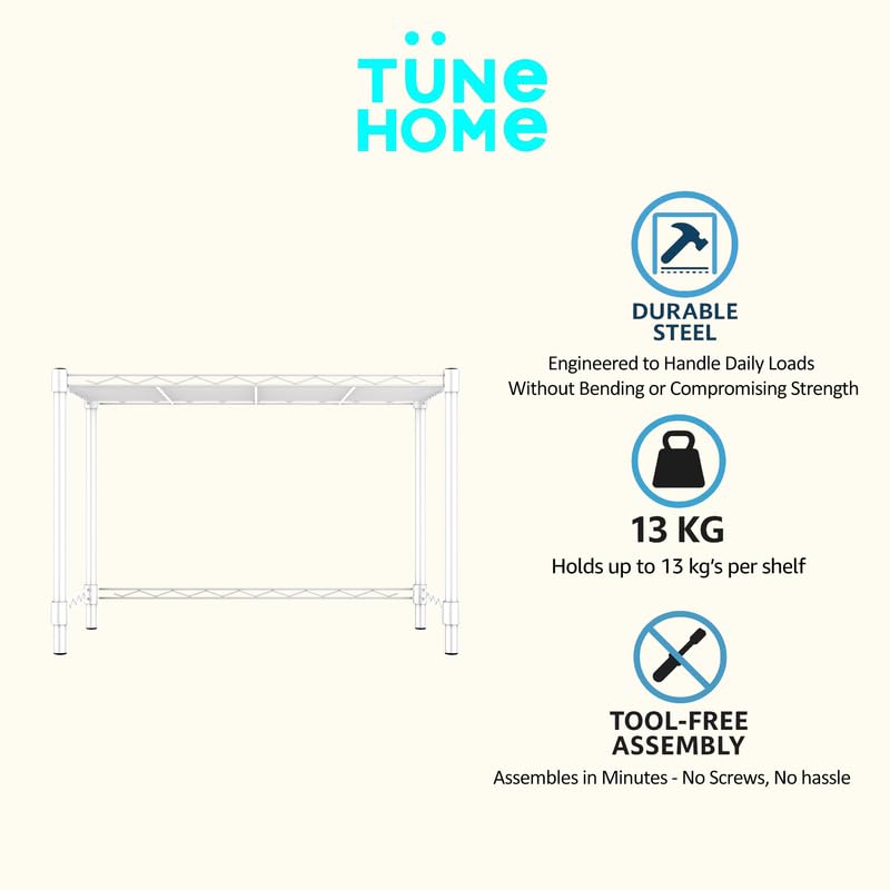 Image of 1-Shelve Heavy Duty Steel Storage Rack | Multipurpose Shelving Unit for Kitchen, Home & Utility