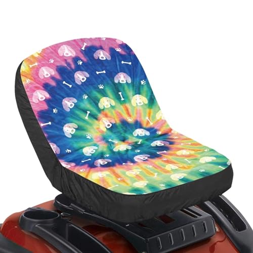 FUIALDOLG Swirl Tie-Dye Print Seat Cover for Riding Lawn Mower with Back Storage Bag Non-Slip Anti-Dirt for Skid Loader Backhoe Dozer Telehandler