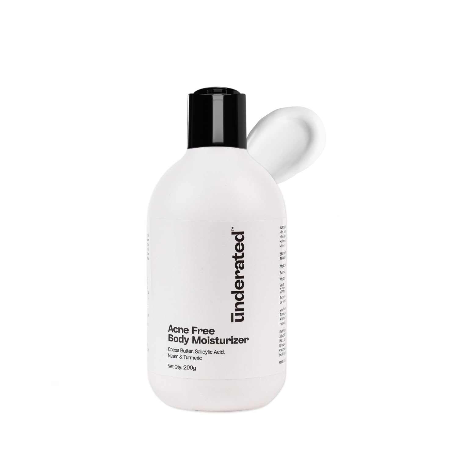 Underated Body Moisturizer for Acne-Prone Skin | Salicylic Acid Formula for Body Acne, Pimples & Deep Hydration |200g