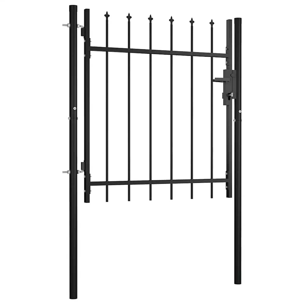 Puerta Cerca Jardin 100x75 cm Acero Punta Lanza | Revestimiento en polvo antioxidante, bisagra con bloqueo rapido, incluye postes y 3 llaves