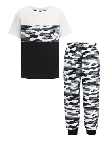 Image of Arshiner Boy's Pants Set - 2 Piece ColorBlock Short Sleeve T-Shirt and Active Pants - Casual Clothing Outfits 5-12 Years