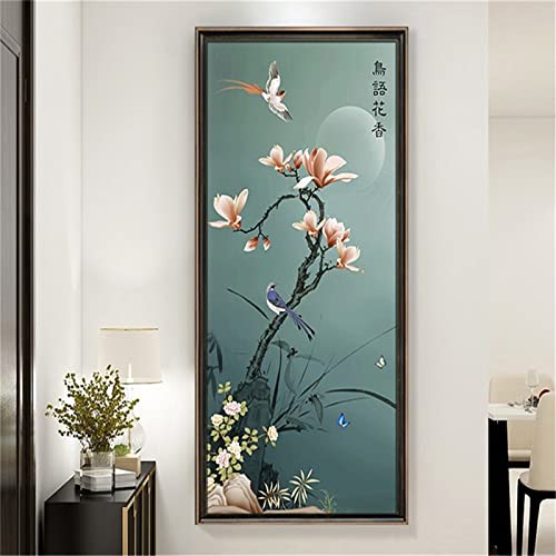 Peinture diamant par numéros haut de gamme motif oiseaux et fleurs 70x140