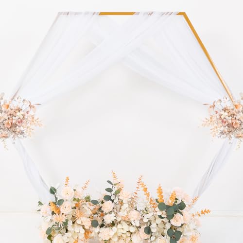 Image of MLMC White Wedding Arch Draping Fabric 4 Panels 29 inch x 20 FT Extra Long Gauze Drapes Sheer Backdrop Curtains 6.6 Yards Outdoor Drapery Panels for Wedding Ceremony Party Ceiling Decoration