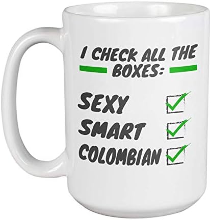 Make Your Mark Design Sexy colombiana latina y latina taza de café y té o recuerdo de Colombia (15 onzas)