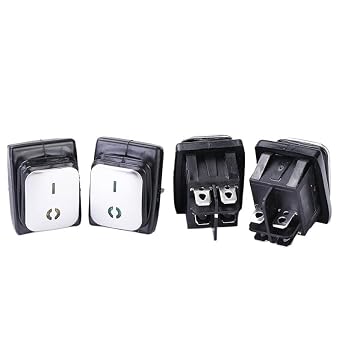 Waterproof Rocker Switch DPST 6V 12V 24V 110V 380V 220V Red Green Blue LED Light ON Off Stainless Steel Surface Panel MountedRed,6V