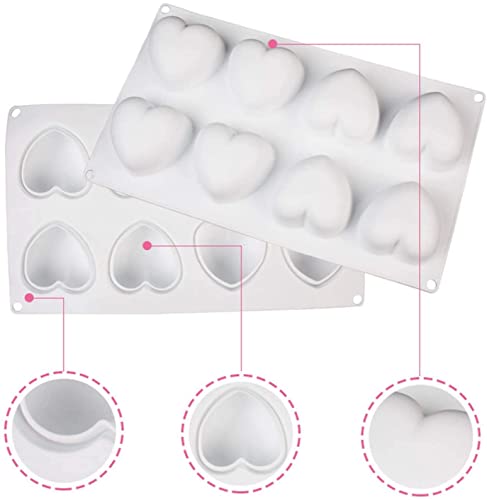 Image of FirstTry Mousse Cake Mold I 3D Fondant Silicone Baking Candy Mould I for Handmade DIY Soap Cakes French Dessert, Pastry, Chocolate, Cupcake, Ice Cream, Decoration Tools - 8 Cavity (Heart)