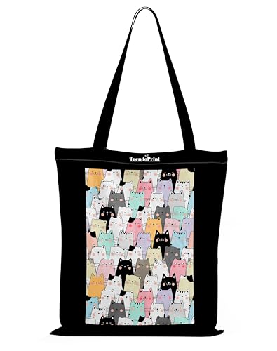 Image of TrendoPrint Canvas Tote Bags for Women with Zip, College Bag for Girls, 100% Organic Cotton Tote Bag for Shopping, Travel & Beach