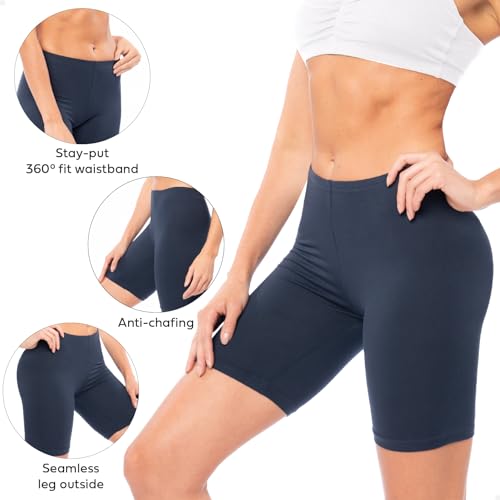 Sexy Basics Women's Cotton Stretch Active Slip Shorts | 3 Pack & 6 Pack Boy Short Boxer Briefs4