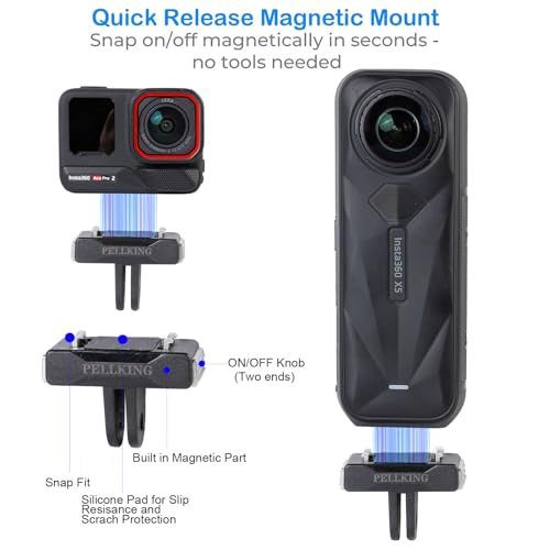 Image of PellKing Accessories Kit for Insta360 X5, Chest Mount Head Strap Backpack Strap Clip Wrist Strap, 360Rotating Adapter + Quick Release Magnetic Mount for Insta360 One X5 Camera