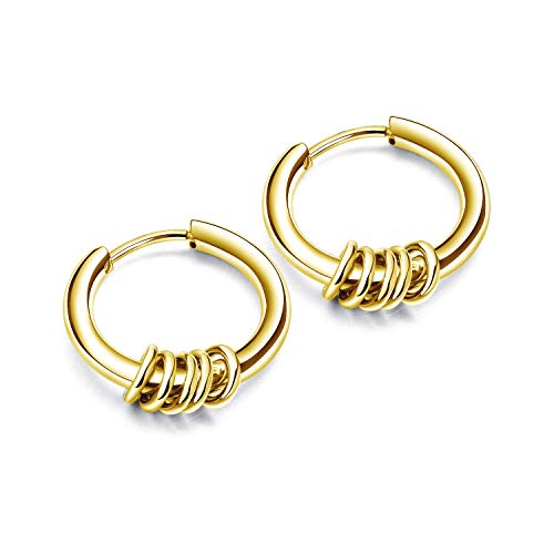 Image of Yellow Chimes Western Style 316L Stainless Steel Hoop Stud Earrings for Men and Women