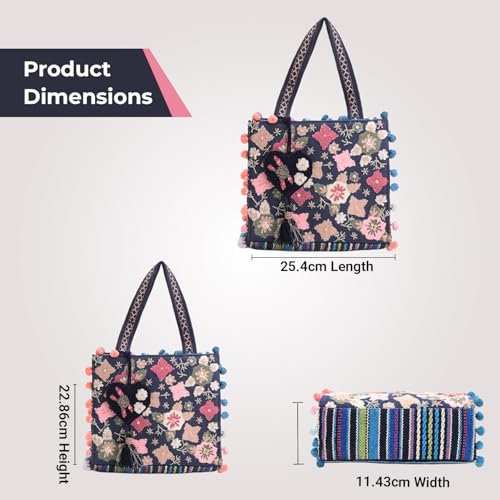 Image of Boho Girl Mini Tote Bag for Women Whimsical Jacquard Handbag with Adjustable Strap Stylish and Elegant Ladies Crossbody Shoulder Purse, Sling Bag Perfect Birthday, Anniversary and Wedding Gift