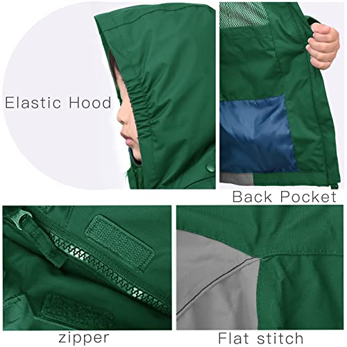 Image of YINGJIELIDE Boys Girls Waterproof Rain Jackets Kids Easy to Fold Windbreaker Lightweight Outdoor Hooded Raincoat