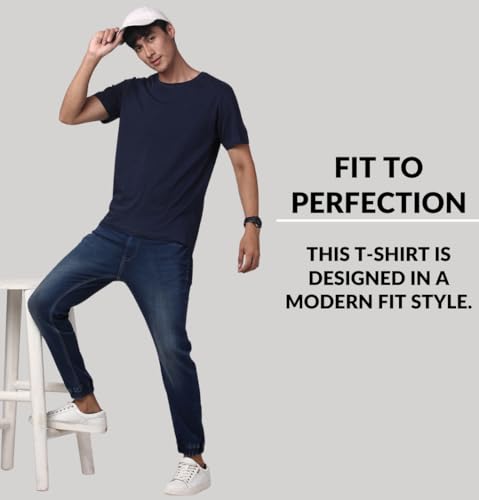 Image of ADRO Men's Cotton Regular Fit Combo Plain Solid T-Shirt Pack of 2