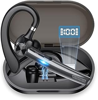 Bluetooth Headset, Bluetooth Earpiece with 400mAh Charging Case 55H Playtime, V5.1 Hands-Free Wireless Earphones with Built-in Mic for Driving/Business/Office, Compatible for iOS/Android Cellphone