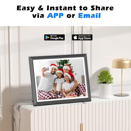 Image of WIFI Digital Picture Frame 15 inch-Large-Photo-Frame - 32GB Touch Screen FHD Display, Auto-Rotate, Wall-Mounted, Share Picture Video via APP Email, Free Cloud, gift for Mom Dad Birthday Christmas New Year