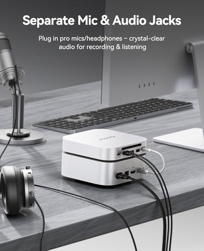 Image of ORICO MiniLink Mac mini M4 Hub with SATA SSD Enclosure, 5Gbps(480MB /s) USB 3.0 Port, SD 3.0 /TF 3.0 Card Readers, 3.5mm Headphone Jack and Microphone Jack (M410P)