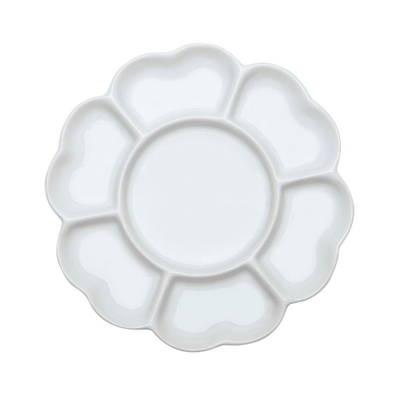 paleta malarska Plum Blossom Plate ceramiczna paleta gwasz taca malarska malarstwo akwarela malarstwo akrylowe dostaw sztuki (Color : 19.5x19.5cm)