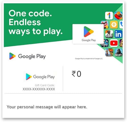 Google Play Gift Card | Flat Rs 30 cashback to first time users| Instant Delivery | Valid for online purchase | Redeemable on Play Store