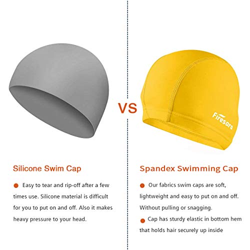 Image of Firesara Lycra Swim Cap, High Elasticity Swimming Cap Keeps Hair Clean Breathable Fit Both Long Hair Short Hair, Swim Caps Woman Girls Men Kids One Size Hat