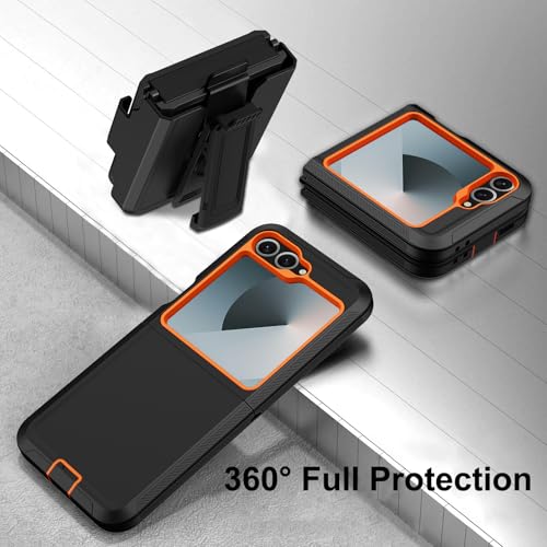 Rubcase 54W4 For Samsung Galaxy Z Flip 6 Case With Kickstand Belt Clip, Heavy Duty Military Grade Drop Protection Full Body Shockproof Rugged Protective Holster Phone Case thumb #5