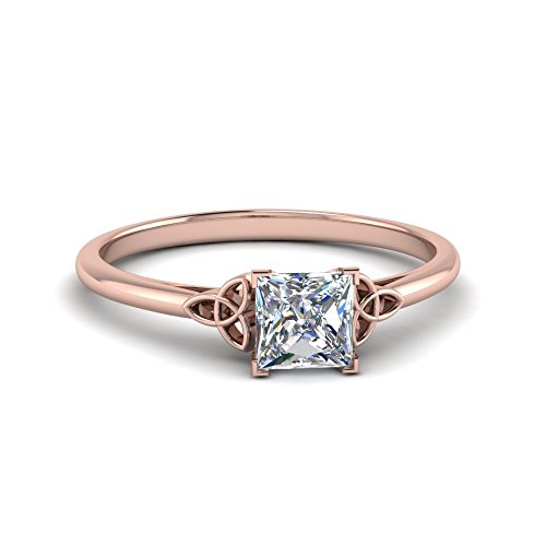 Bague Solitaire Celtique plaqué Or Rose Princesse de Haute Qualité