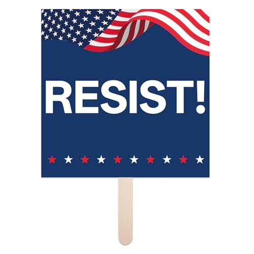 EnjoyView No Kings Protest Sign on Sticks, 20 Inch Square Anti-Trump Handheld Sign for Rally & Event, Single-Sided, Portable Protest Display, 1 Piece, Coroplast
